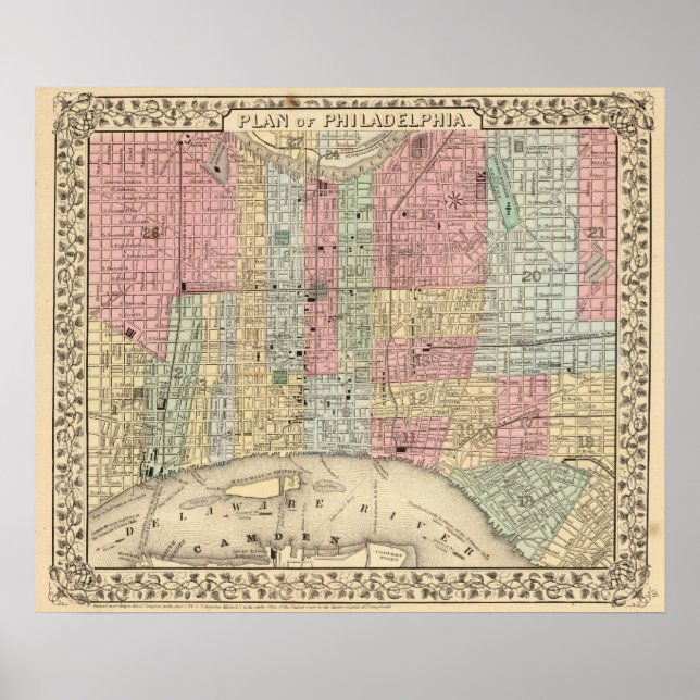 Philadelphia Map by Mitchell Poster (Front)