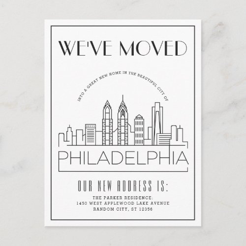 Philadelphia Modern Deco  Change of Address Announcement Postcard