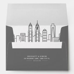 Philadelphia Modern Deco Skyline Reveal Envelope