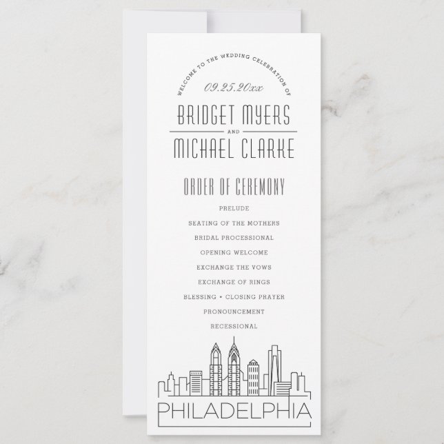 Philadelphia | Modern Deco Wedding Program (Front)