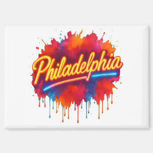 Philadelphia Neon Street Art – Bold Colorful Magnet