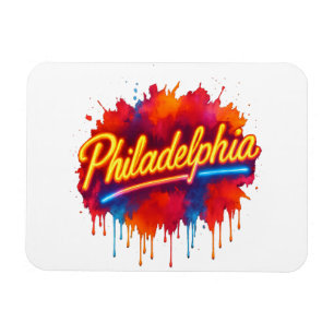 Philadelphia Neon Street Art – Bold Colorful Magnet