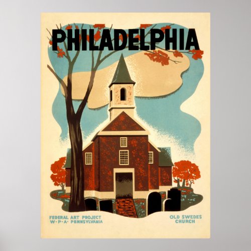 Philadelphia Old Swedes Church _ WPA Poster