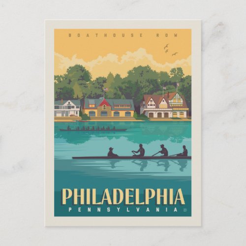 Philadelphia PA  Boathouse Row Postcard