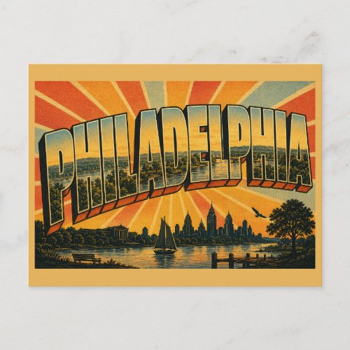 Philadelphia PA Delaware River Parks Art Postcard