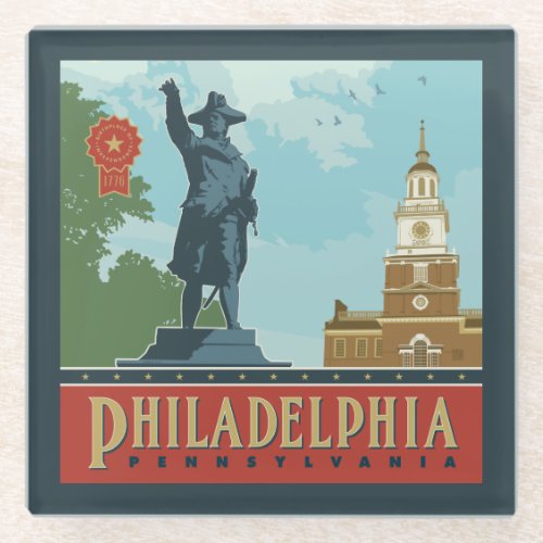 Philadelphia PA  Independence Hall Glass Coaster
