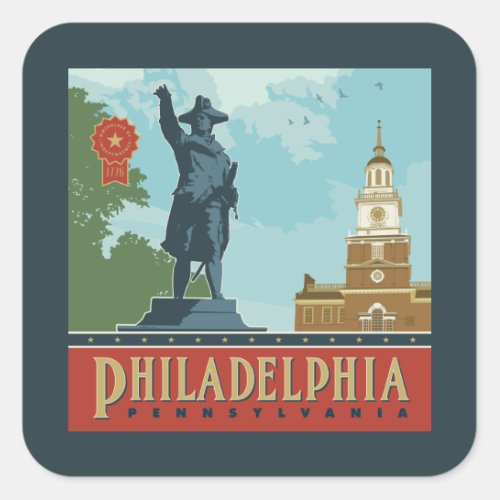 Philadelphia PA  Independence Hall Square Sticker