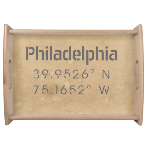 Philadelphia PA Longitude Latitude Serving Tray