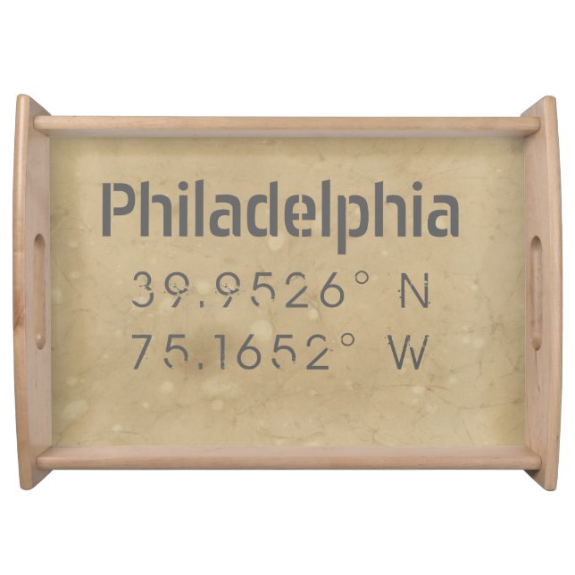 Philadelphia PA Longitude Latitude Serving Tray (Front)
