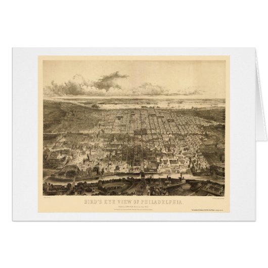 Philadelphia, PA Panoramic Map - 1857 Cards (Front Horizontal)