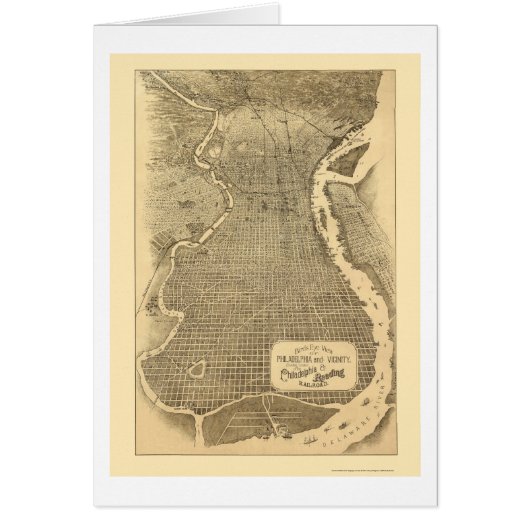 Philadelphia, PA Panoramic Map - 1870 Cards (Front)