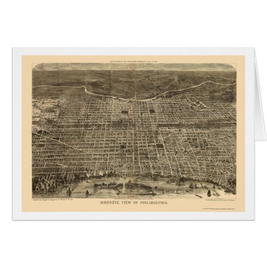 Philadelphia, PA Panoramic Map - 1872 Cards (Front Horizontal)