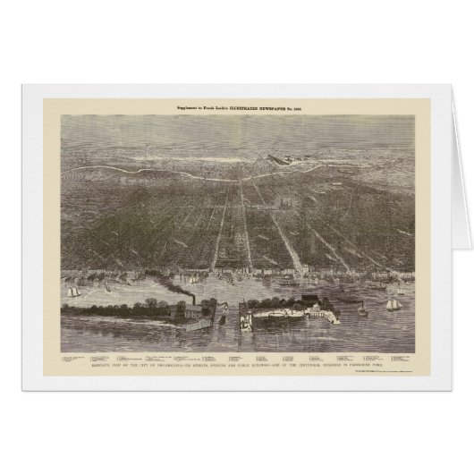 Philadelphia, PA Panoramic Map - 1876 (Front Horizontal)