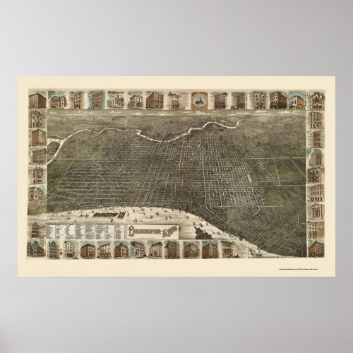 Philadelphia PA Panoramic Map _ 1886 Poster