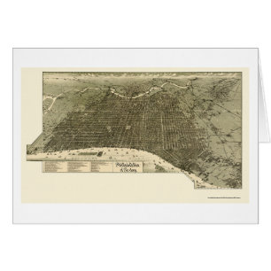 Philadelphia, PA Panoramic Map - 1887 Cards