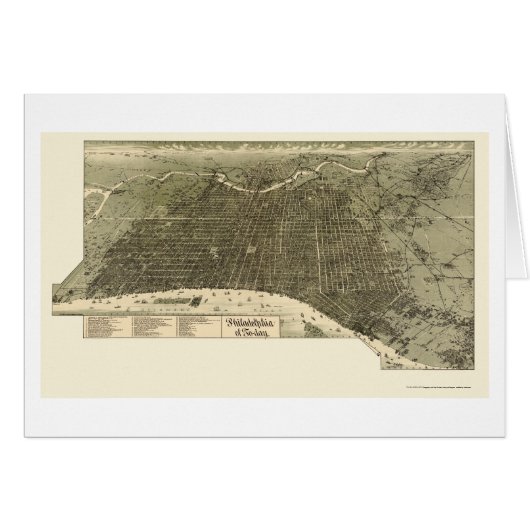 Philadelphia, PA Panoramic Map - 1887 Cards (Front Horizontal)