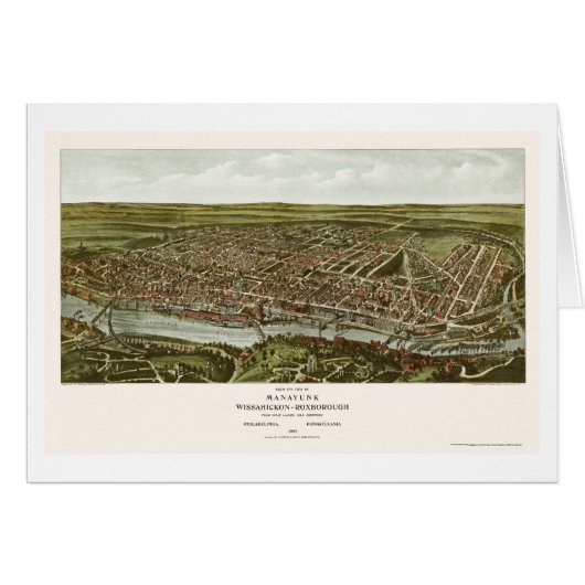Philadelphia, PA Panoramic Map - 1907 Cards (Front Horizontal)