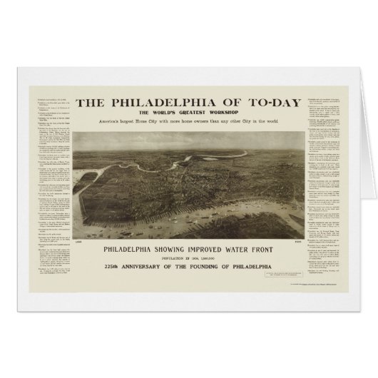 Philadelphia, PA Panoramic Map - 1908 Cards (Front Horizontal)