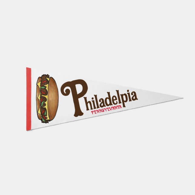 Philadelphia PA Philly Steak Cheesesteak Sandwich Pennant Flag (Front)