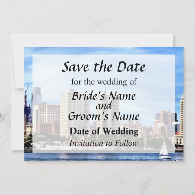 Philadelphia Pa Skyline Save the Date (Front)
