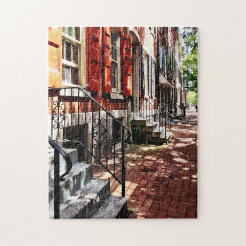 Philadelphia PA Street With Orange Shutters Jigsaw Puzzle