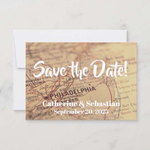 Philadelphia PA Vintage Map Save The Date