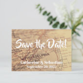 Philadelphia, PA Vintage Map Save The Date (Standing Front)