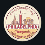 Philadelphia Pennsylvania City Skyline Emblem Magnet<br><div class="desc">Philadelphia minimalist,  colorful art design featuring monuments and landmarks of the city in Pennsylvania.</div>