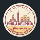 Philadelphia Pennsylvania City Skyline Emblem Magnet<br><div class="desc">Philadelphia minimalist,  colorful art design featuring monuments and landmarks of the city in Pennsylvania.</div>