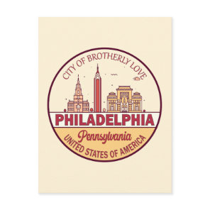 Philadelphia Pennsylvania City Skyline Emblem Postcard