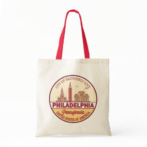 Philadelphia Pennsylvania City Skyline Emblem Tote Bag