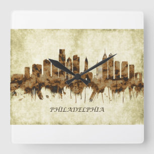 Philadelphia Pennsylvania Cityscape Square Wall Clock
