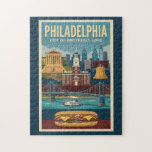 Philadelphia Pennsylvania Culture Illustration Art Jigsaw Puzzle<br><div class="desc">Philadelphia retro vector travel design. Philadelphia is one of America’s most historic cities,  known for its Revolutionary-era landmarks,  rich cultural heritage,  and iconic foods. From Independence Hall to lively neighborhoods and museums,  it blends deep history with modern urban energy.</div>