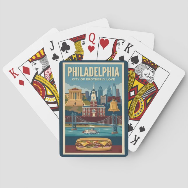 Philadelphia Pennsylvania Culture Illustration Art Poker Cards (Back)