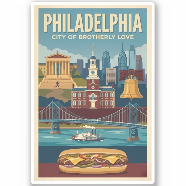 Philadelphia Pennsylvania Culture Illustration Art Sticker (Front)