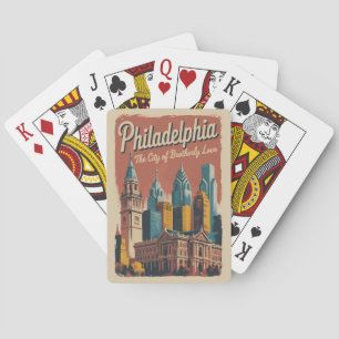 Philadelphia Pennsylvania Illustration Travel Art Poker Cards