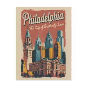 Philadelphia Pennsylvania Illustration Travel Art Postcard