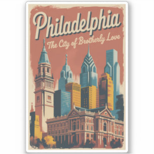 Philadelphia Pennsylvania Illustration Travel Art Sticker