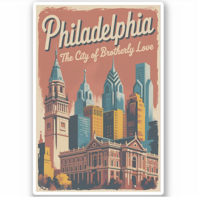 Philadelphia Pennsylvania Illustration Travel Art Sticker (Front)