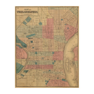 Philadelphia, Pennsylvania Map Wood Wall Decor
