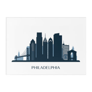 Philadelphia, Pennsylvania   Monochromatic City Acrylic Print