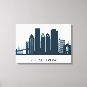 Philadelphia, Pennsylvania Monochromatic City Canvas Print
