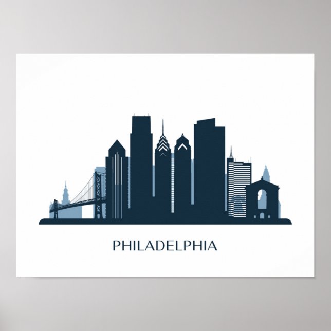 Philadelphia, Pennsylvania | Monochromatic City Poster (Front)
