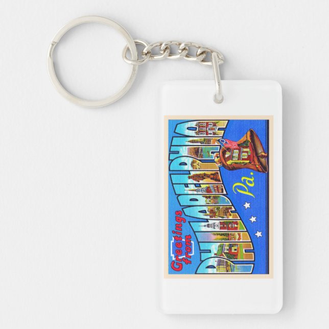 Philadelphia Pennsylvania PA Large Letter Postcard Keychain (Front)