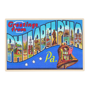 Philadelphia Pennsylvania PA Large Letter Postcard Placemat