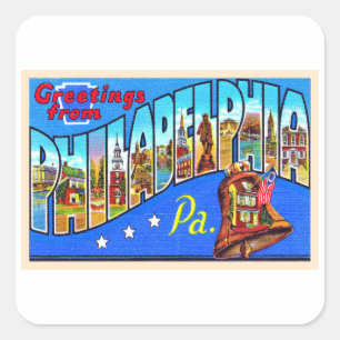 Philadelphia Pennsylvania PA Large Letter Postcard Square Sticker