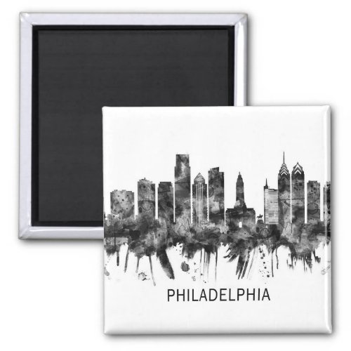 Philadelphia Pennsylvania Skyline BW Magnet