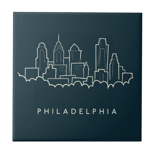 Philadelphia Pennsylvania Skyline Ceramic Tile (Front)