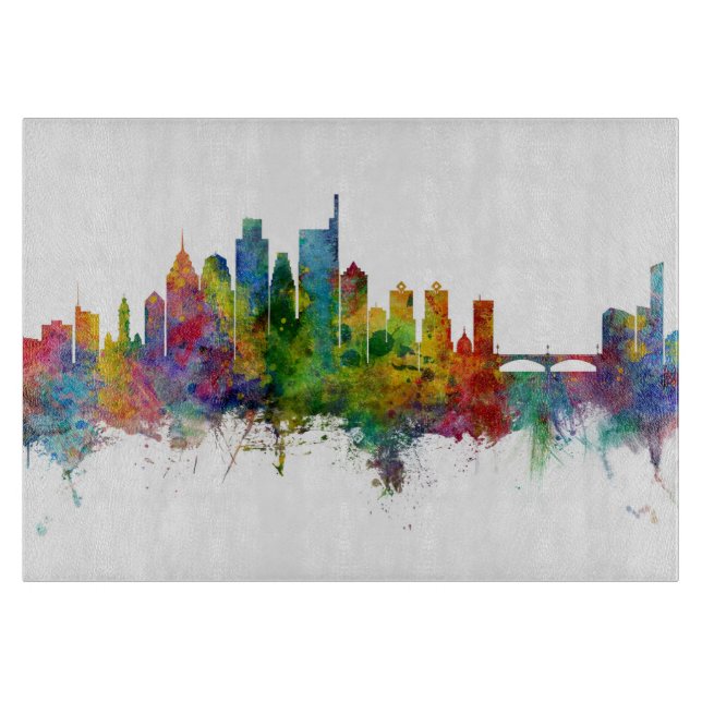 Philadelphia Pennsylvania Skyline Cutting Board (Front)
