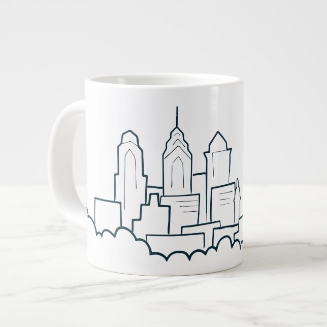 Philadelphia Pennsylvania Skyline Giant Coffee Mug (Front Left)
